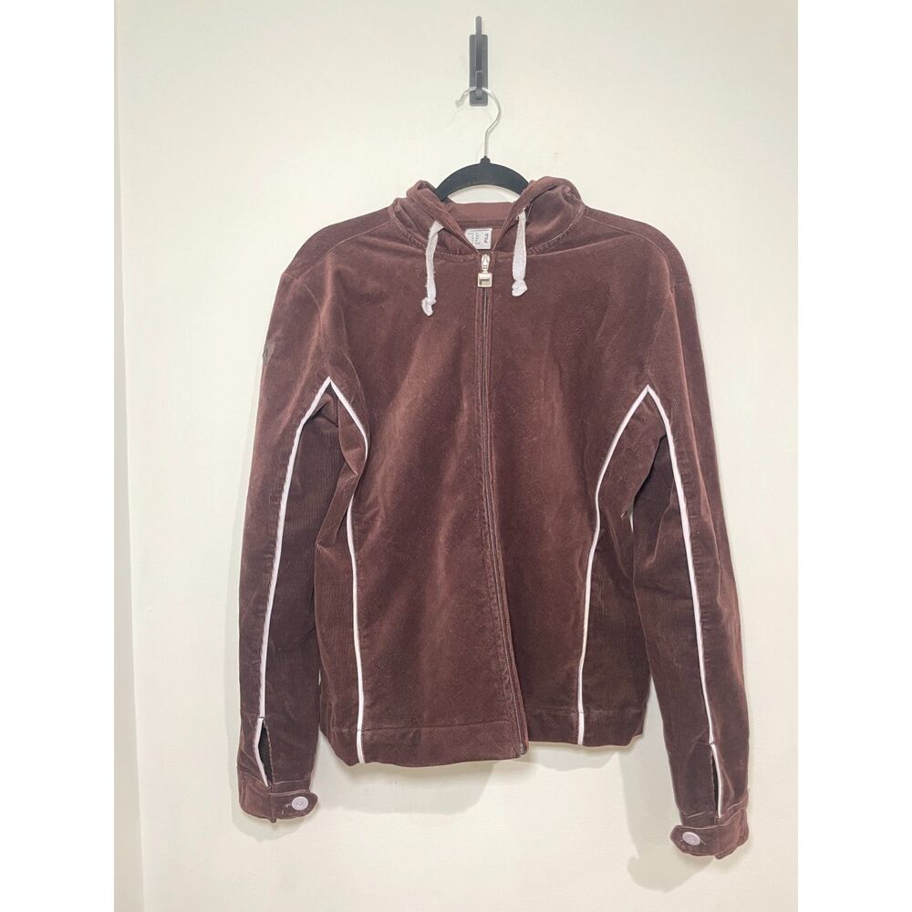 FILA Brown Corduroy Zip Up Ladies M Track Jacket Y2K Vintage Vibe